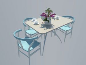 餐桌椅花瓶装饰SU模型