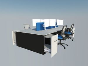 职工办公桌椅电脑桌椅SU模型