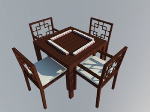 中式麻将桌SU模型