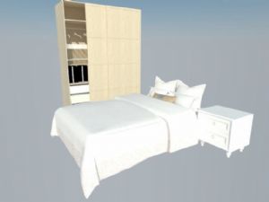 卧室双人床衣柜SU模型