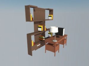 书房家具电脑SU模型