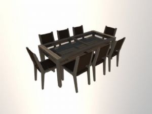 8人座位餐桌椅SU模型