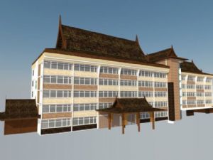中式行政大楼建筑SU模型