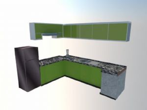 厨房橱柜电冰箱SU模型