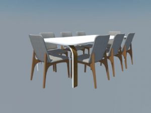 8人座餐桌椅SU模型