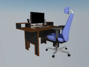 台式电脑桌椅SU模型