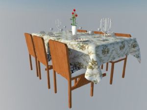 餐桌布餐桌椅家具SU模型