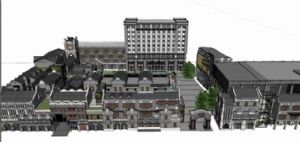 民国风格商业街建筑商城的SU模型