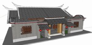 中式古建民居SU模型