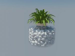 小石子花瓶植物SU模型