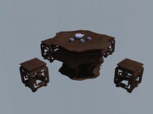 中式家具茶桌SU模型