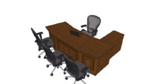 大班台办公桌椅老板办公桌SU模型