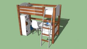 木质高铺床+SU模型