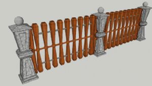石柱木栏栅栏SU模型
