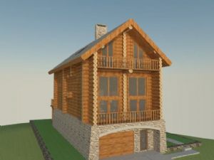 两层的木屋房SU模型