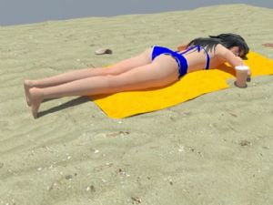 沙滩上晒太阳SU模型