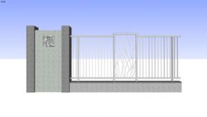 现代围墙带花纹栏杆草图大师模型