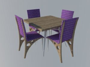 木桌椅餐桌椅SU模型
