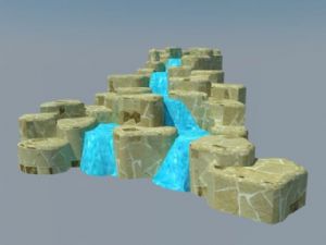 假山石流水SU模型