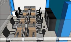草图溜溜公司室内空间设计SU免费模型
