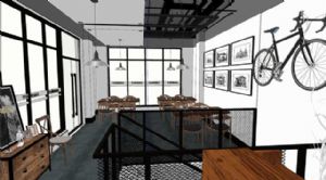 工业风咖啡馆咖啡厅SU草图模型 模型图2