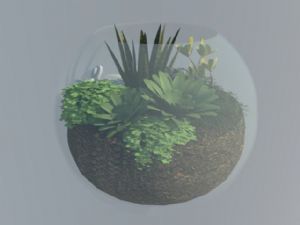 圆形玻璃花盆SU模型