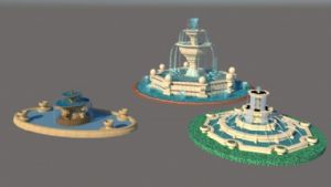 三个欧式喷泉SU模型