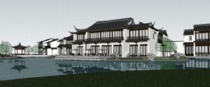 中式园林古建筑的su模型免费下载 模型图2