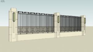现代围墙铁艺围墙栏杆su模型