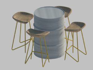 工业风格桌椅SU模型