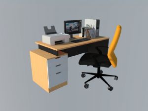 电脑桌台式机SU模型