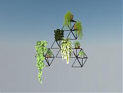 墙装饰植物花盆SU模型