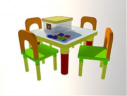 儿童桌椅乐高积木SU模型