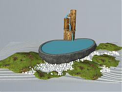 流水景观水池SU模型