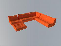橙色沙发家具SU模型
