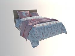 双人床现代床铺床被SU模型