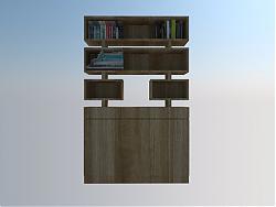 造型书柜书架SU模型