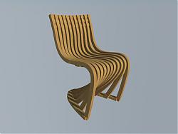 木质曲形椅子SU模型