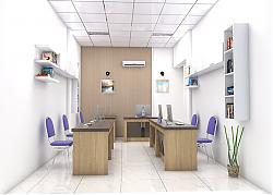 办公室办公桌椅挂式空调SU模型