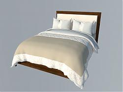 木制双人床床铺SU模型