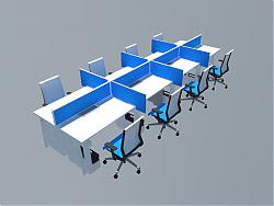 职工办公桌员工桌椅办公桌椅SU模型