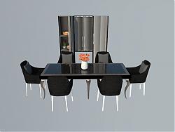欧式餐桌椅餐柜SU模型