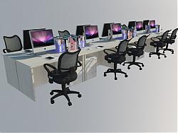 公司办公桌椅电脑SU模型