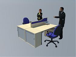 现代职工办公桌椅SU模型