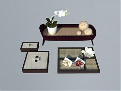 中式桌子工艺品SU模型