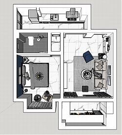 简约风格室内公寓SU模型