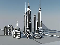 现代城市建筑体SU模型