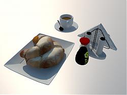 欧式面包早餐SU模型