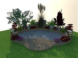 水池水景花圃SU模型