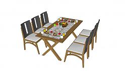 木质餐桌椅家具SU模型